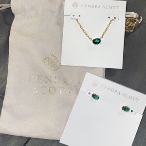 Kendra Scott Emerald Green Necklace and Earring Set